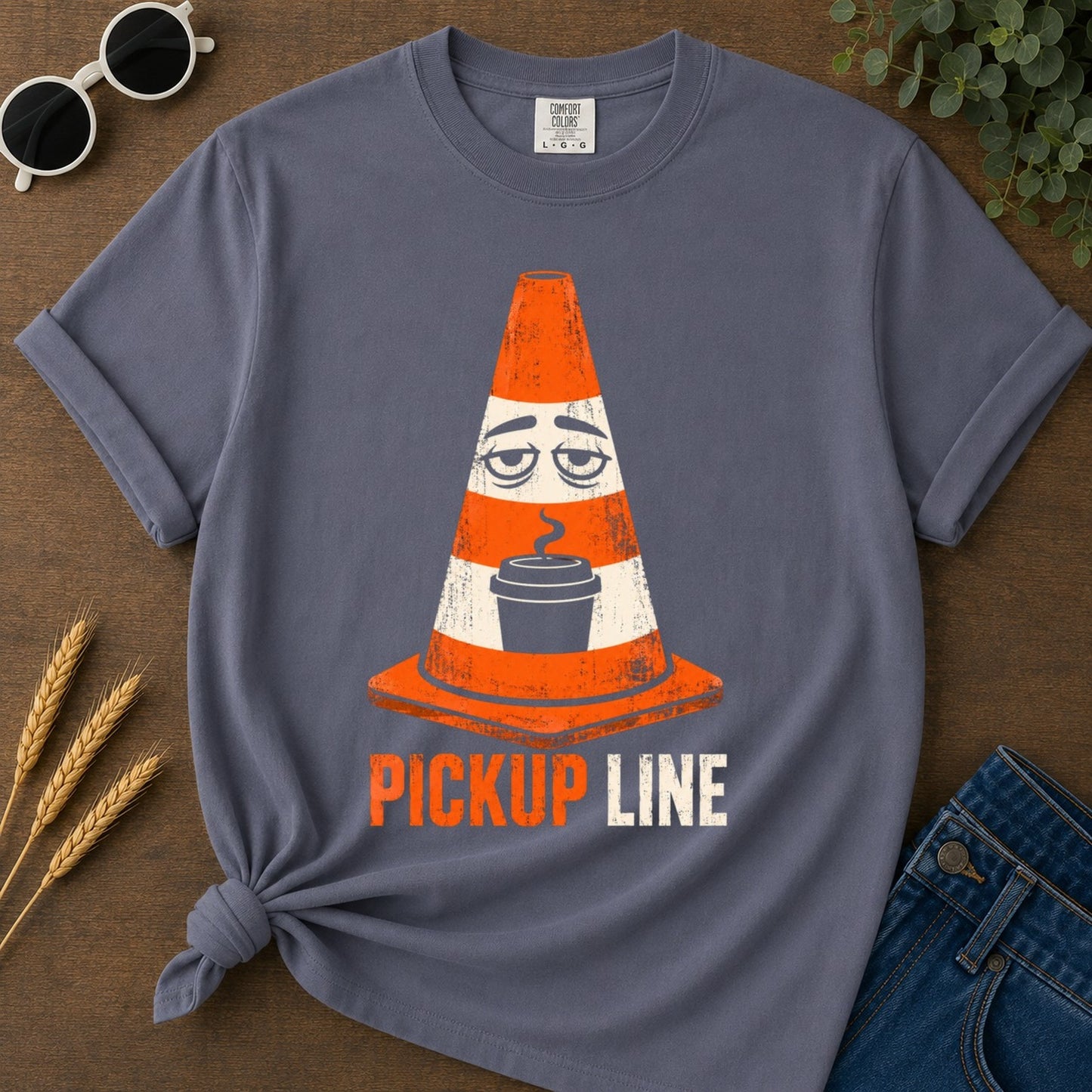 Pickup Line T-shirt - Navy Mockup