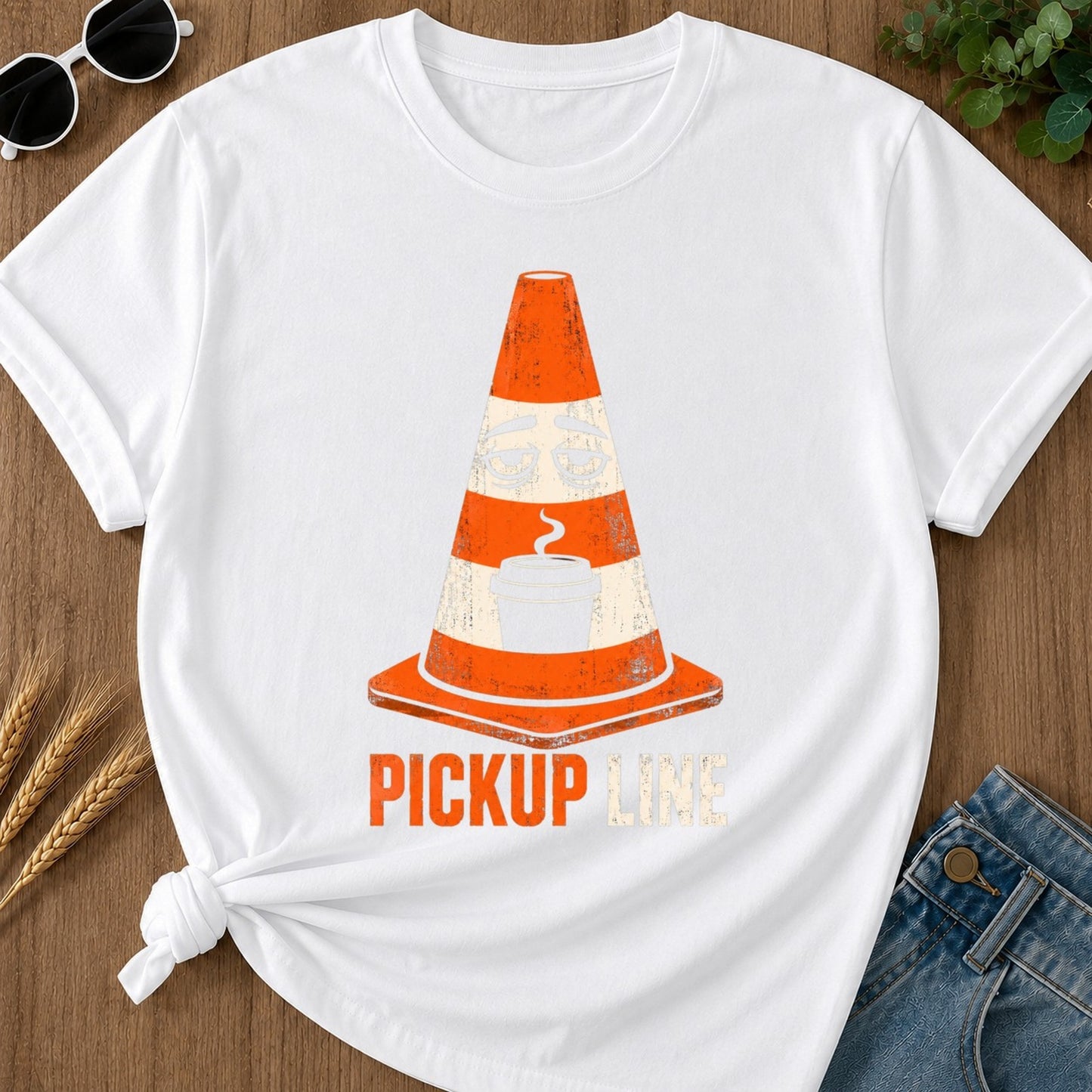 Pickup Line T-shirt - White Mockup