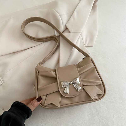 Pleated Bow Underarm Bag — PU Leather Compact - RAYZORA