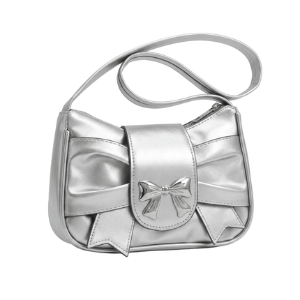 Pleated Bow Underarm Bag — PU Leather Compact - RAYZORA