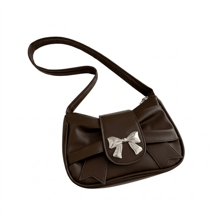 Pleated Bow Underarm Bag — PU Leather Compact - RAYZORA