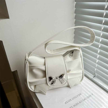 Pleated Bow Underarm Bag — PU Leather Compact - RAYZORA