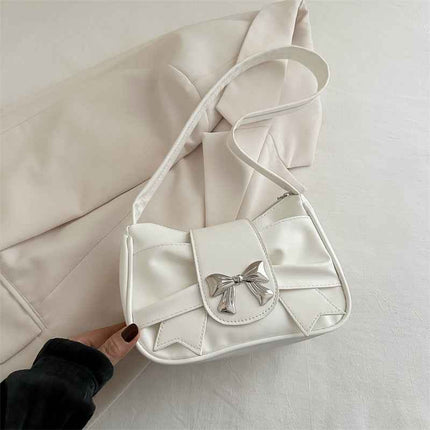 Pleated Bow Underarm Bag — PU Leather Compact - RAYZORA