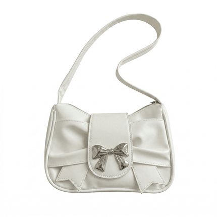 Pleated Bow Underarm Bag — PU Leather Compact - RAYZORA