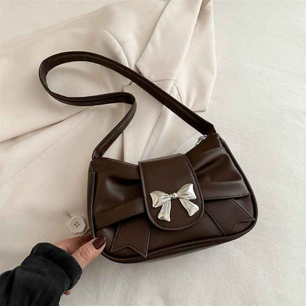 Pleated Bow Underarm Bag — PU Leather Compact - RAYZORA