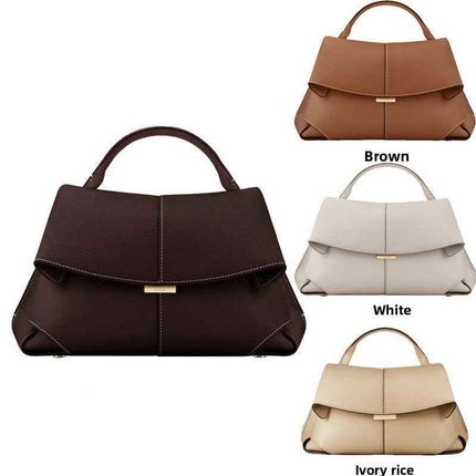 Pleated Leather Handbag — Adjustable Strap Women - RAYZORA