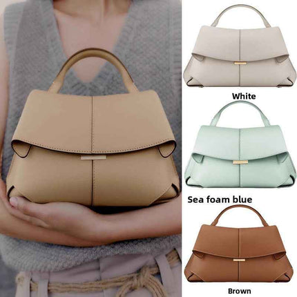 Pleated Leather Handbag — Adjustable Strap Women - RAYZORA
