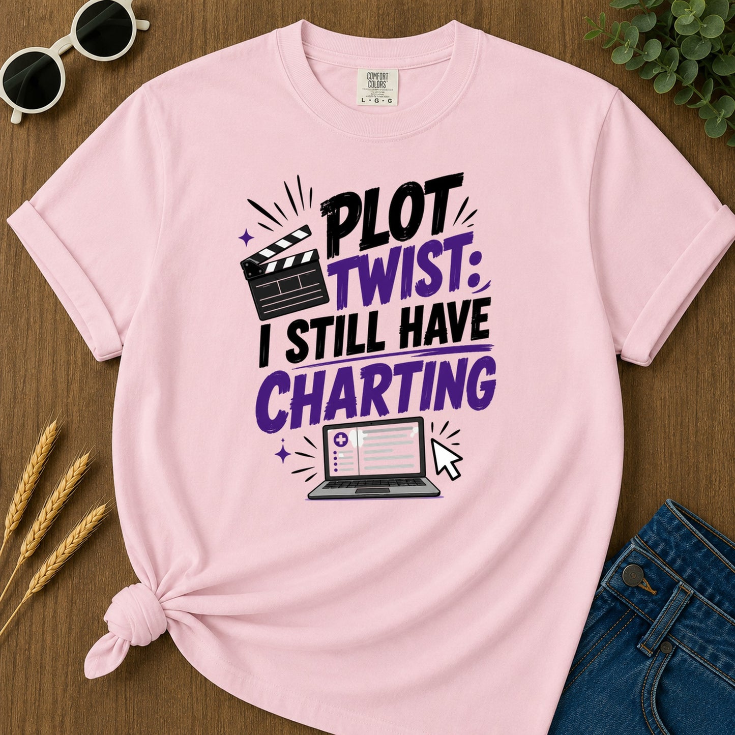 Plot Twist Still Charting T-Shirt - Blossom