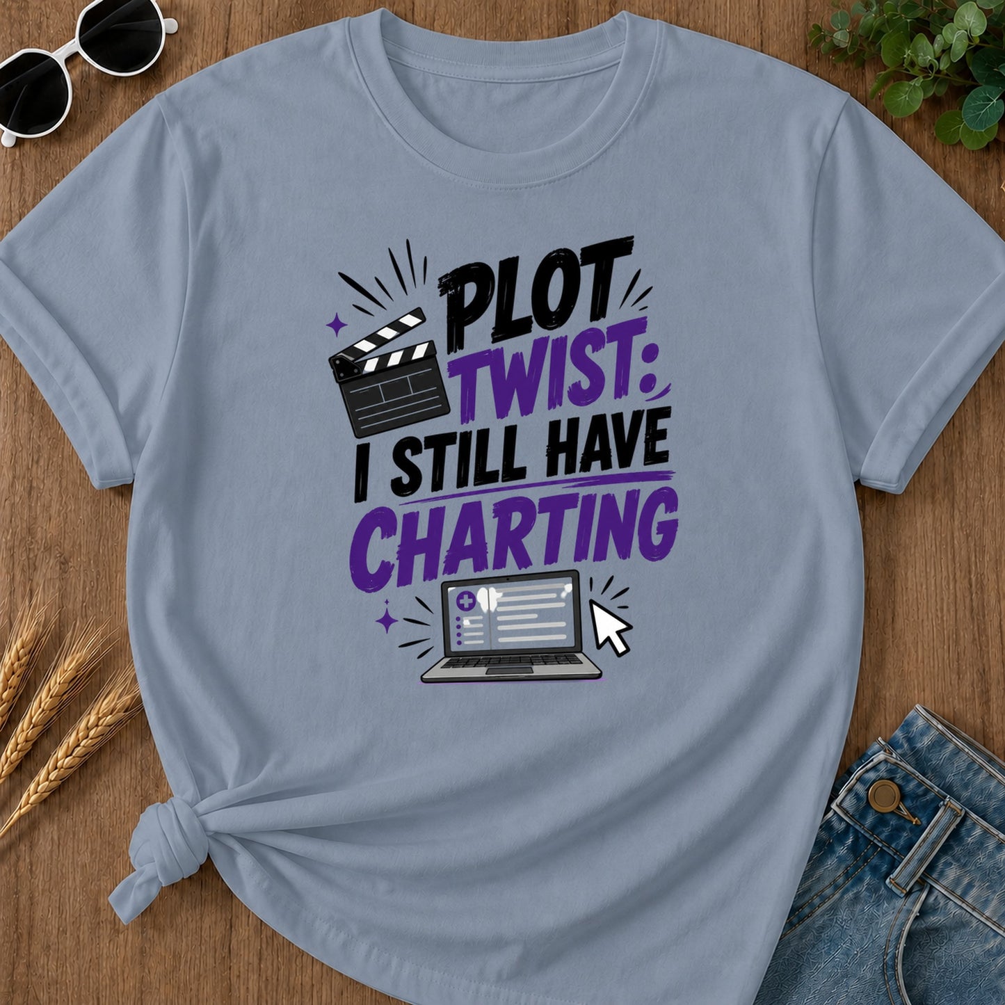 Plot Twist Still Charting T-Shirt - Blue Jean