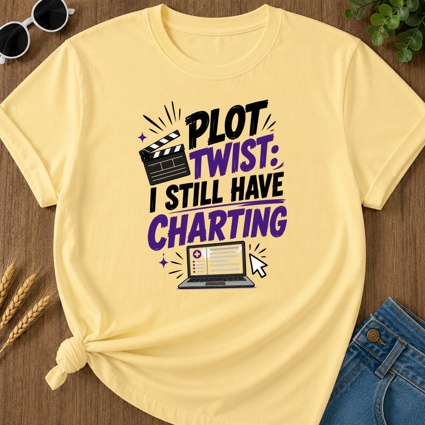 Plot Twist Still Charting T-Shirt - Butter