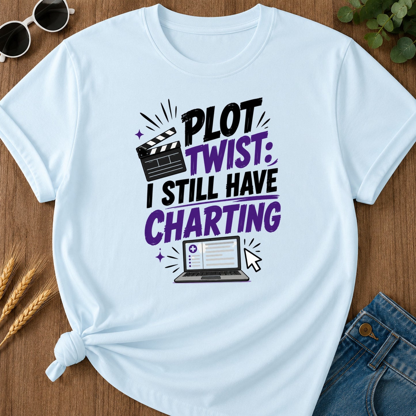Plot Twist Still Charting T-Shirt - Chambray