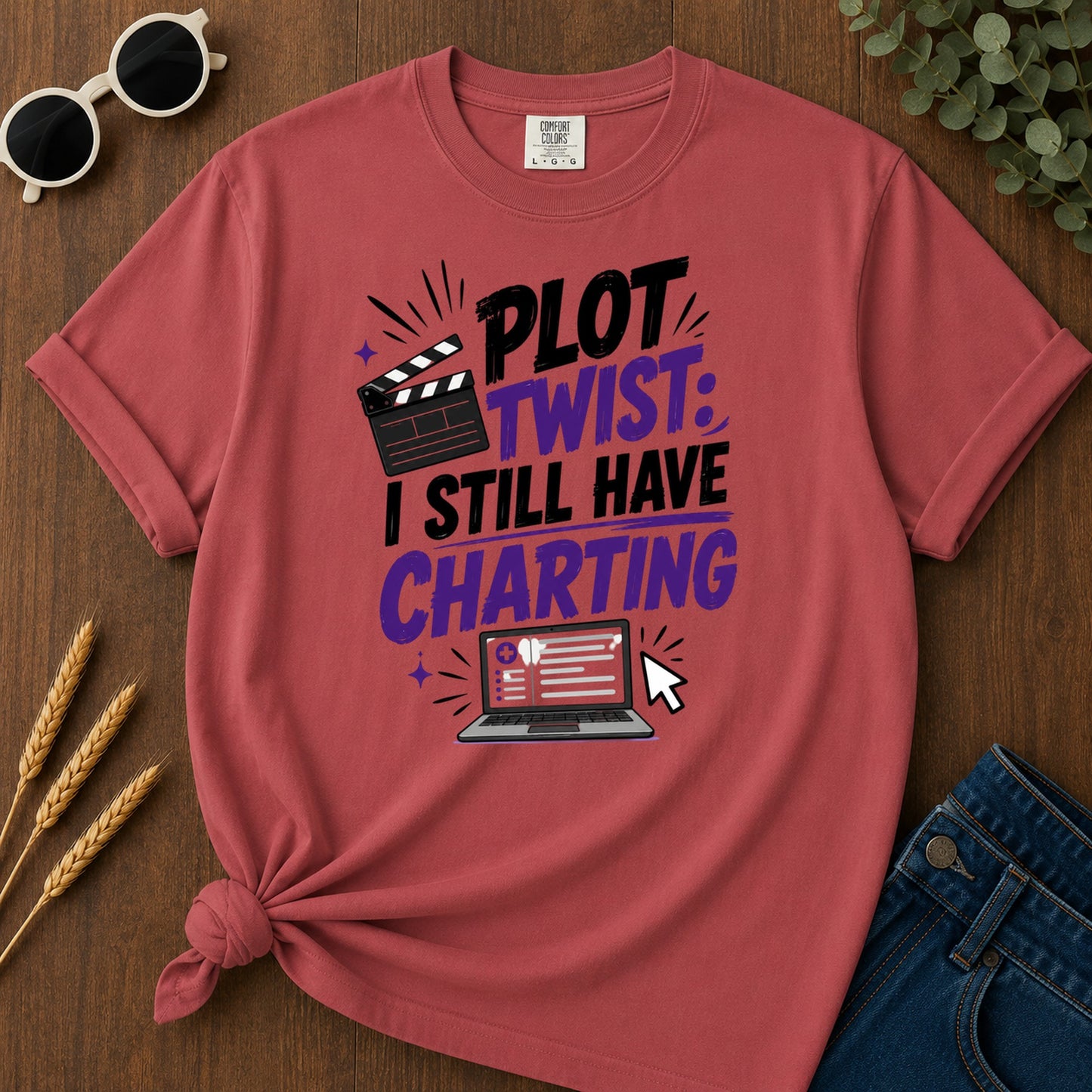 Plot Twist Still Charting T-Shirt - Crimson