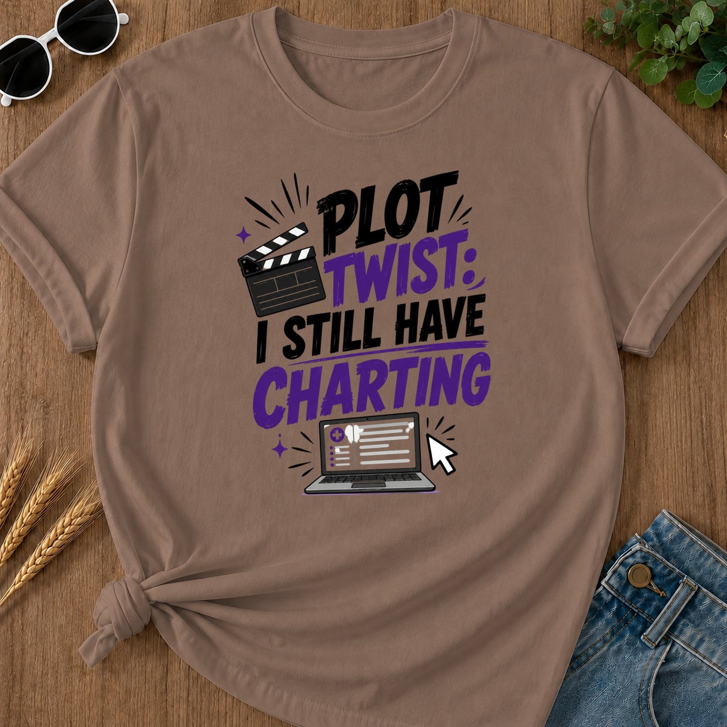 Plot Twist Still Charting T-Shirt - Espresso