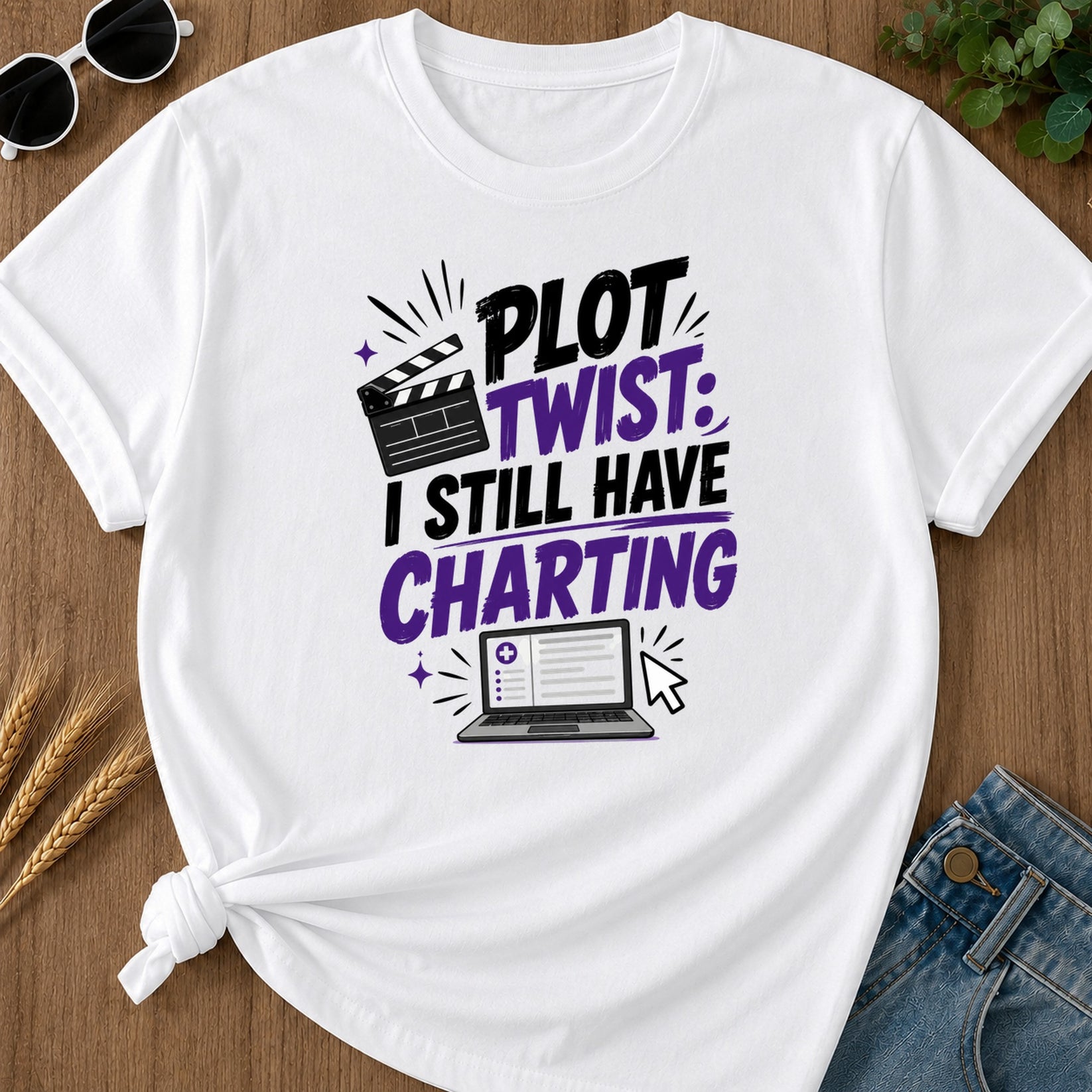 Plot Twist Still Charting T-Shirt - White