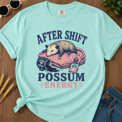 Possum Energy T-shirt - Chalky Mint Mockup
