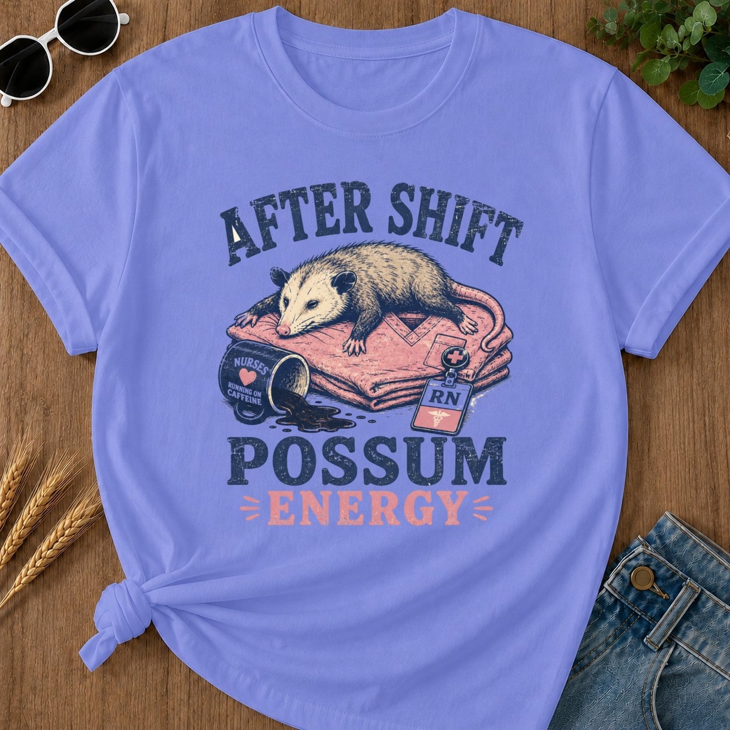 Possum Energy T-shirt - Flo Blue Mockup