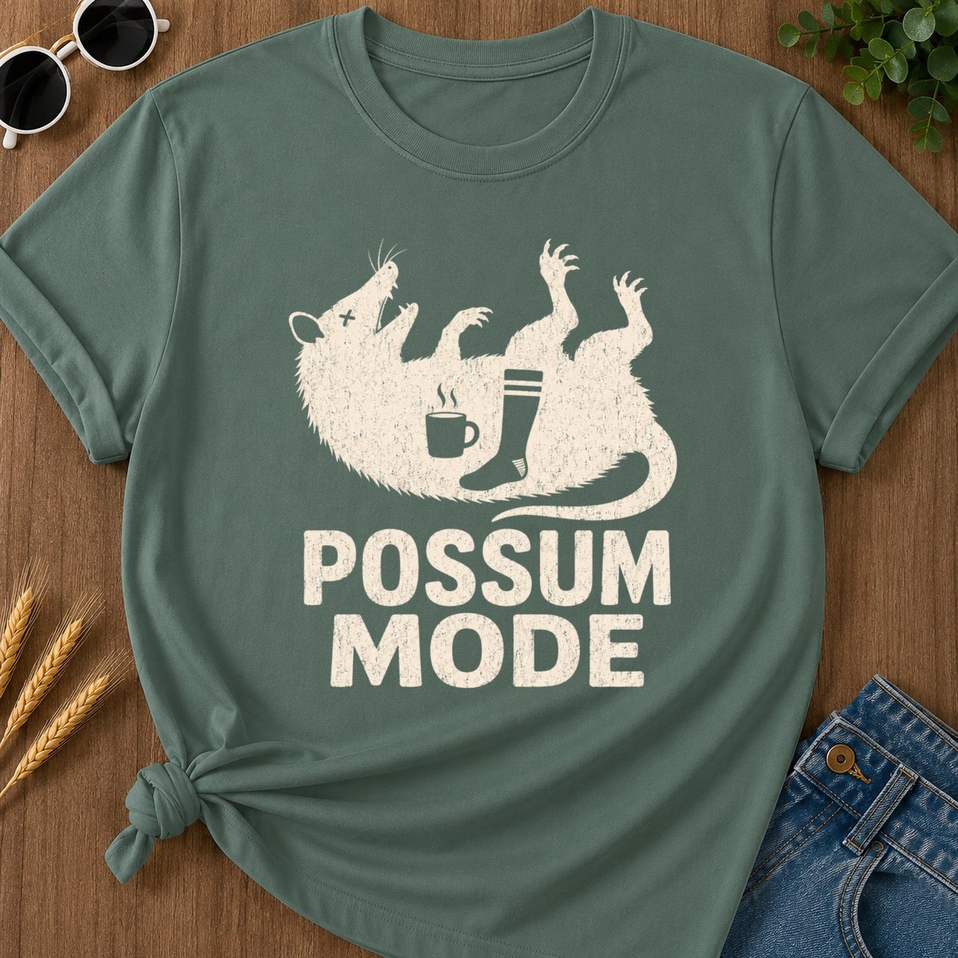 Possum Mode 2 T-shirt - Blue Spruce Mockup