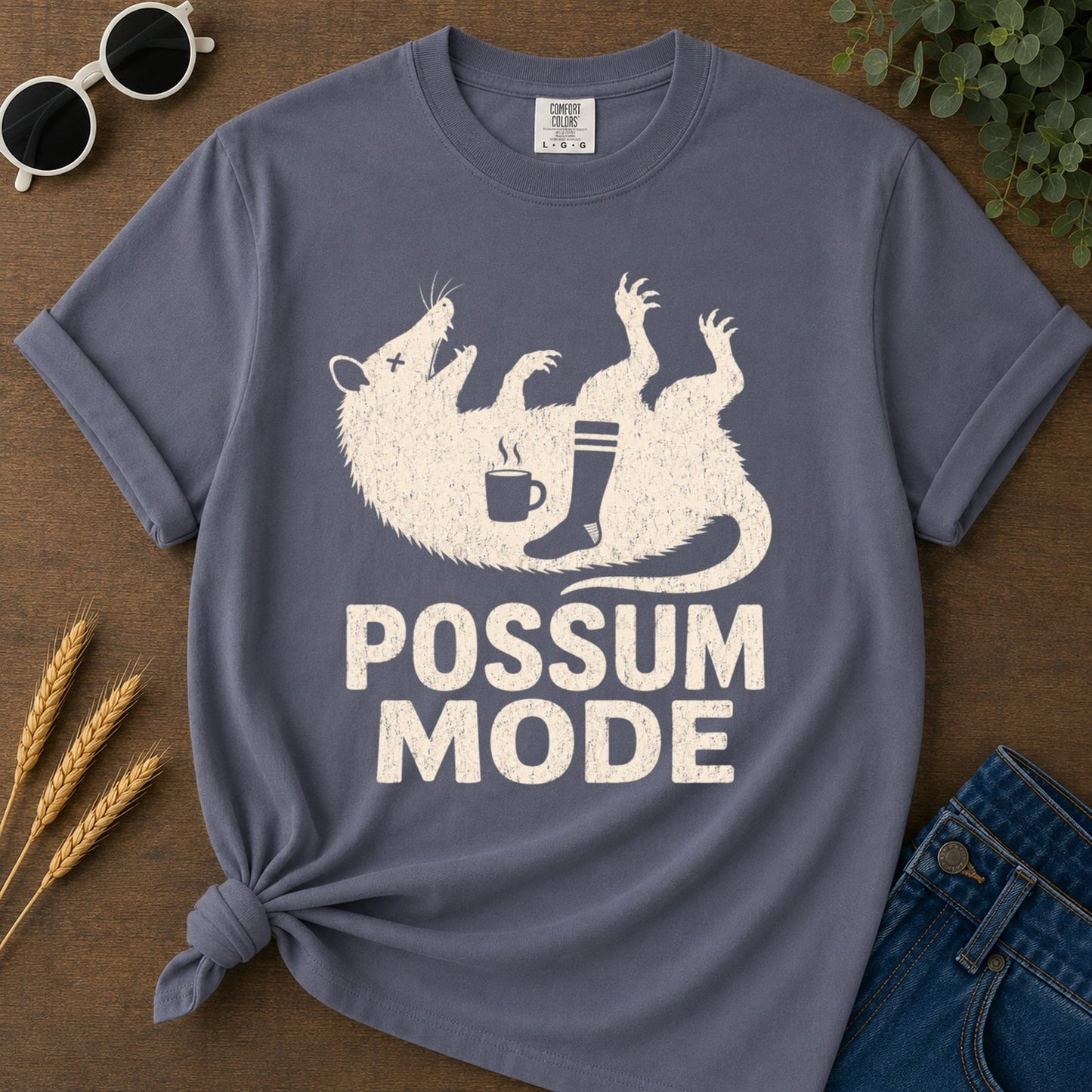 Possum Mode 2 T-shirt - Navy Mockup