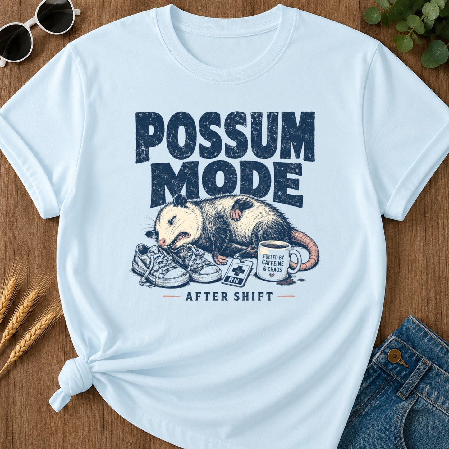 Possum Mode T-shirt - Chambray Mockup