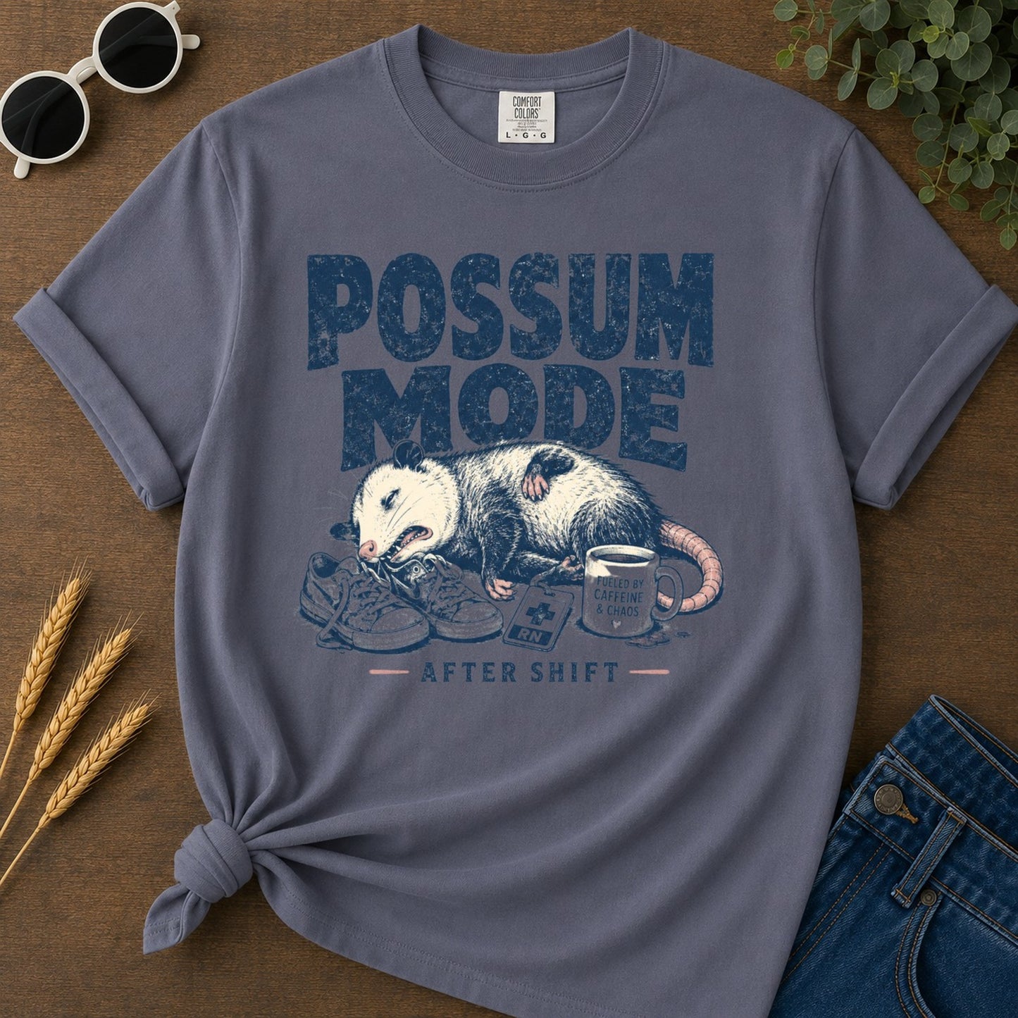 Possum Mode T-shirt - Navy Mockup