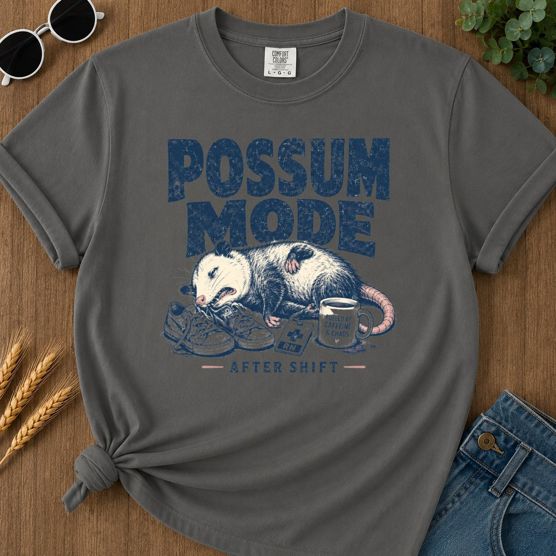Possum Mode T-shirt - Pepper Mockup