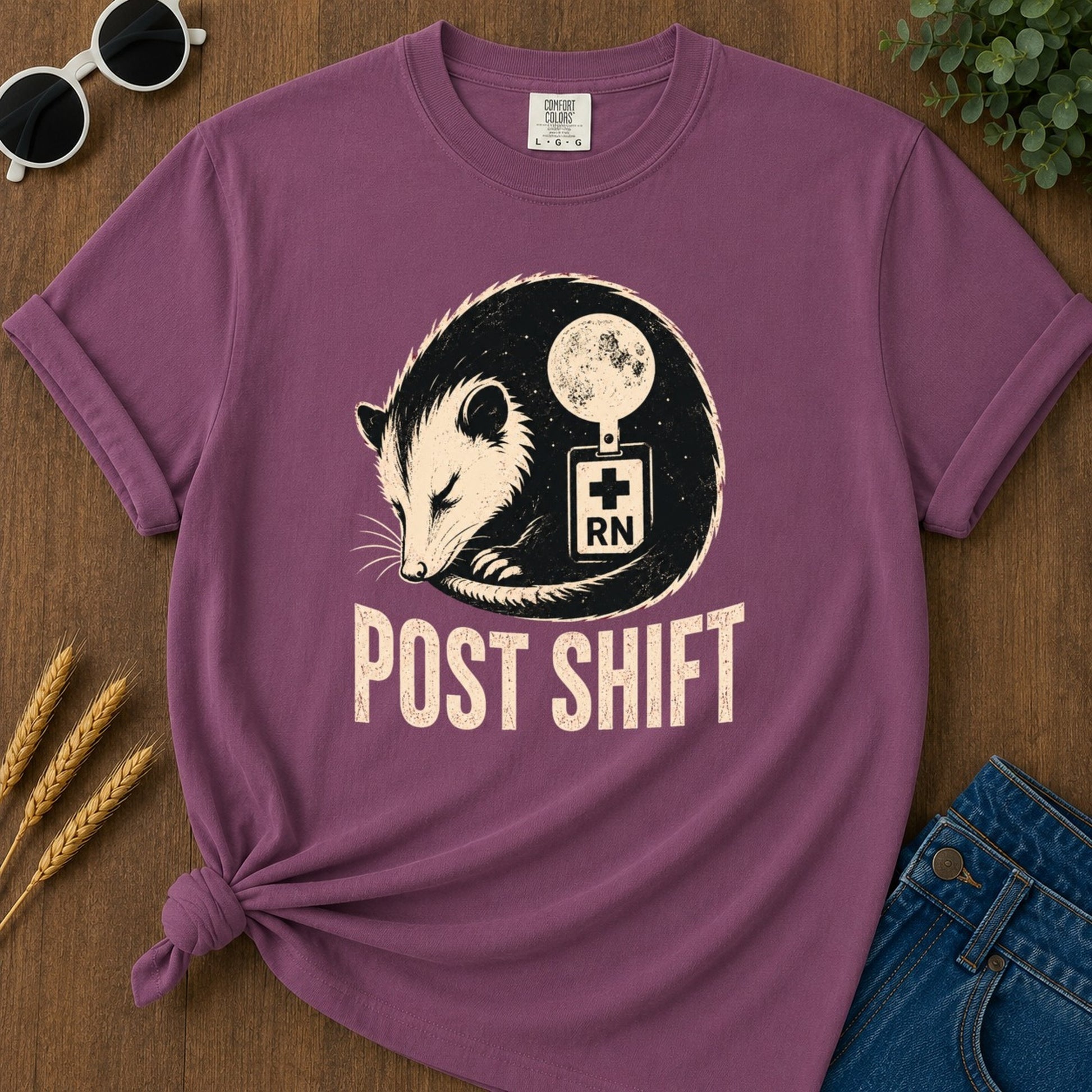 Post Shift T-shirt - Berry Mockup
