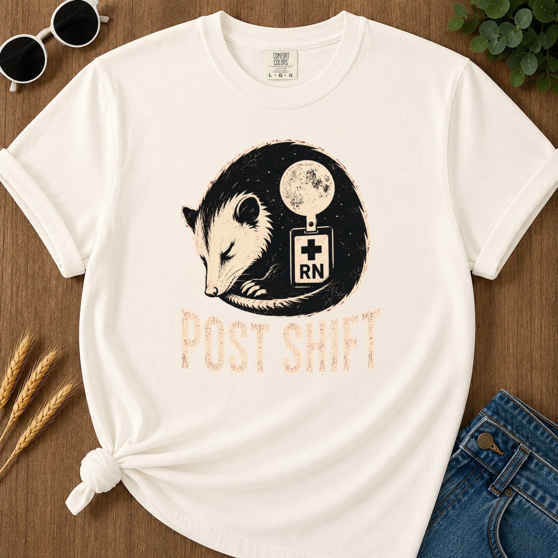Post Shift T-shirt - Ivory Mockup