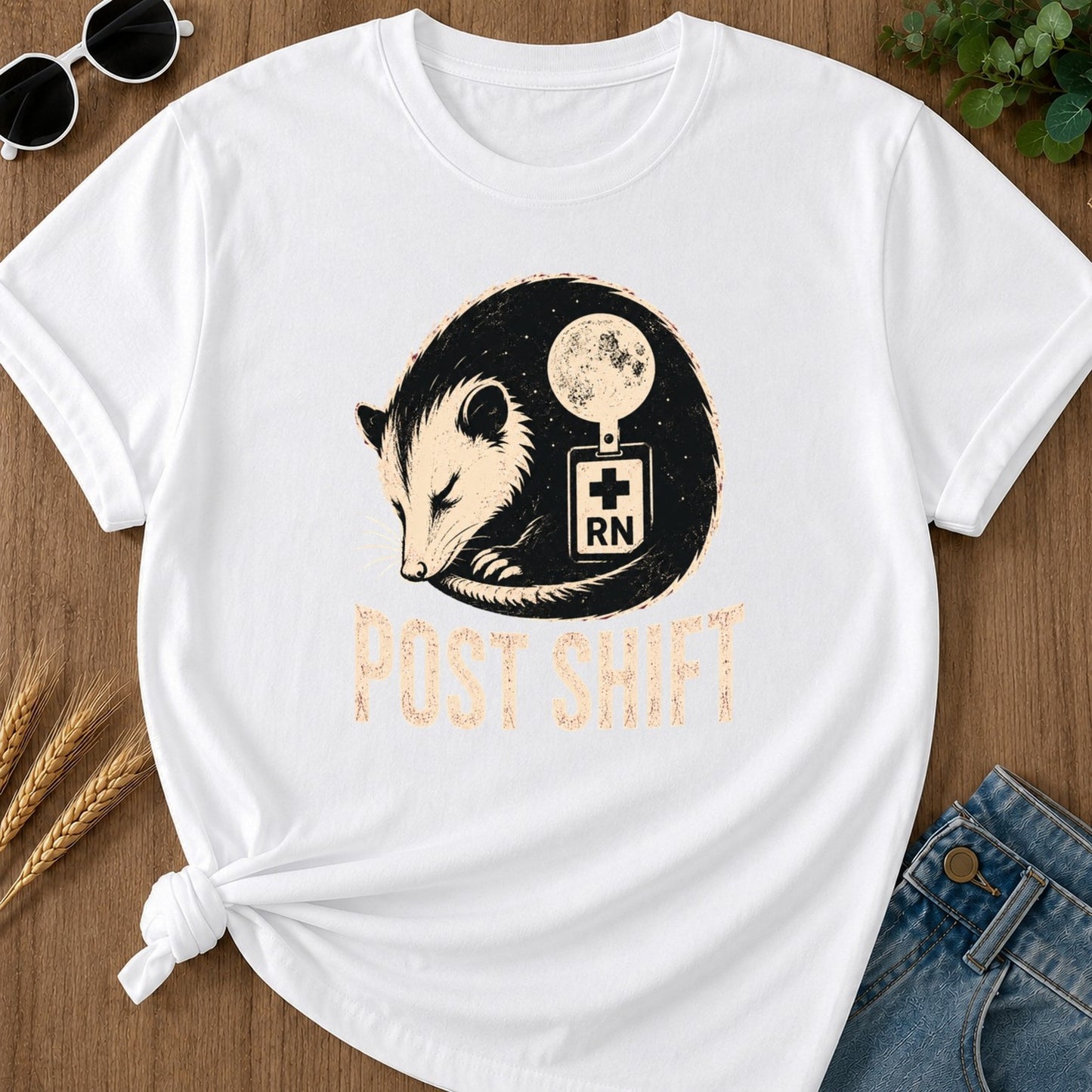 Post Shift T-shirt - White Mockup
