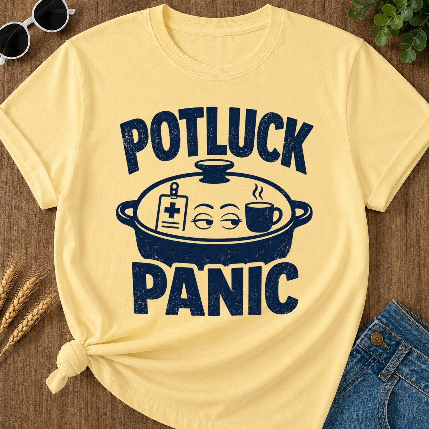 Potluck Panic T-shirt - Butter Mockup