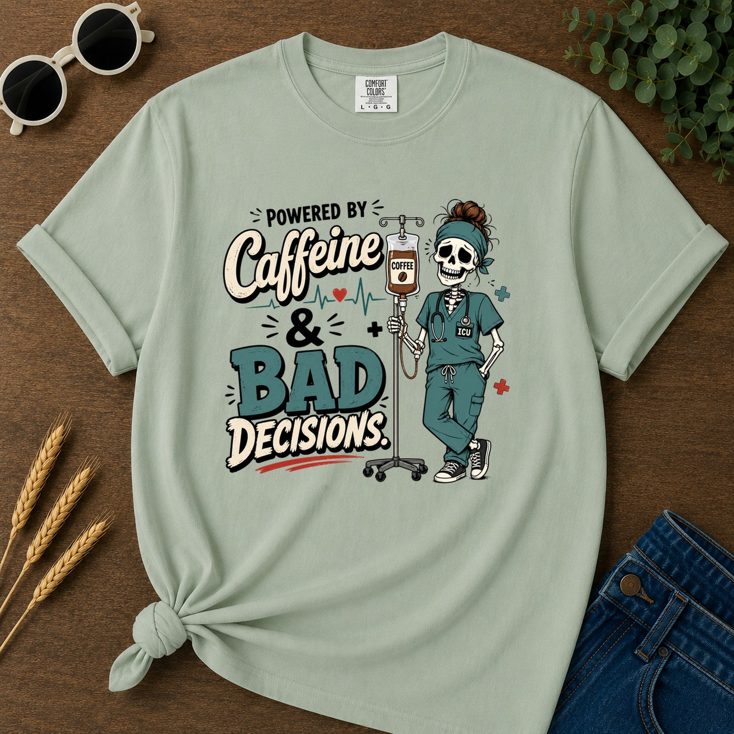 Powered By Caffeine T-Shirt - Bay