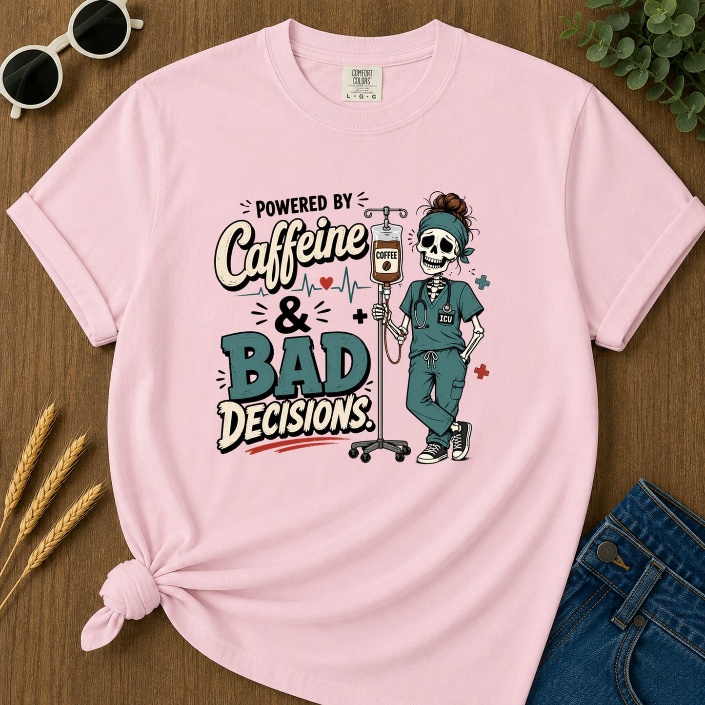Powered By Caffeine T-Shirt - Blossom