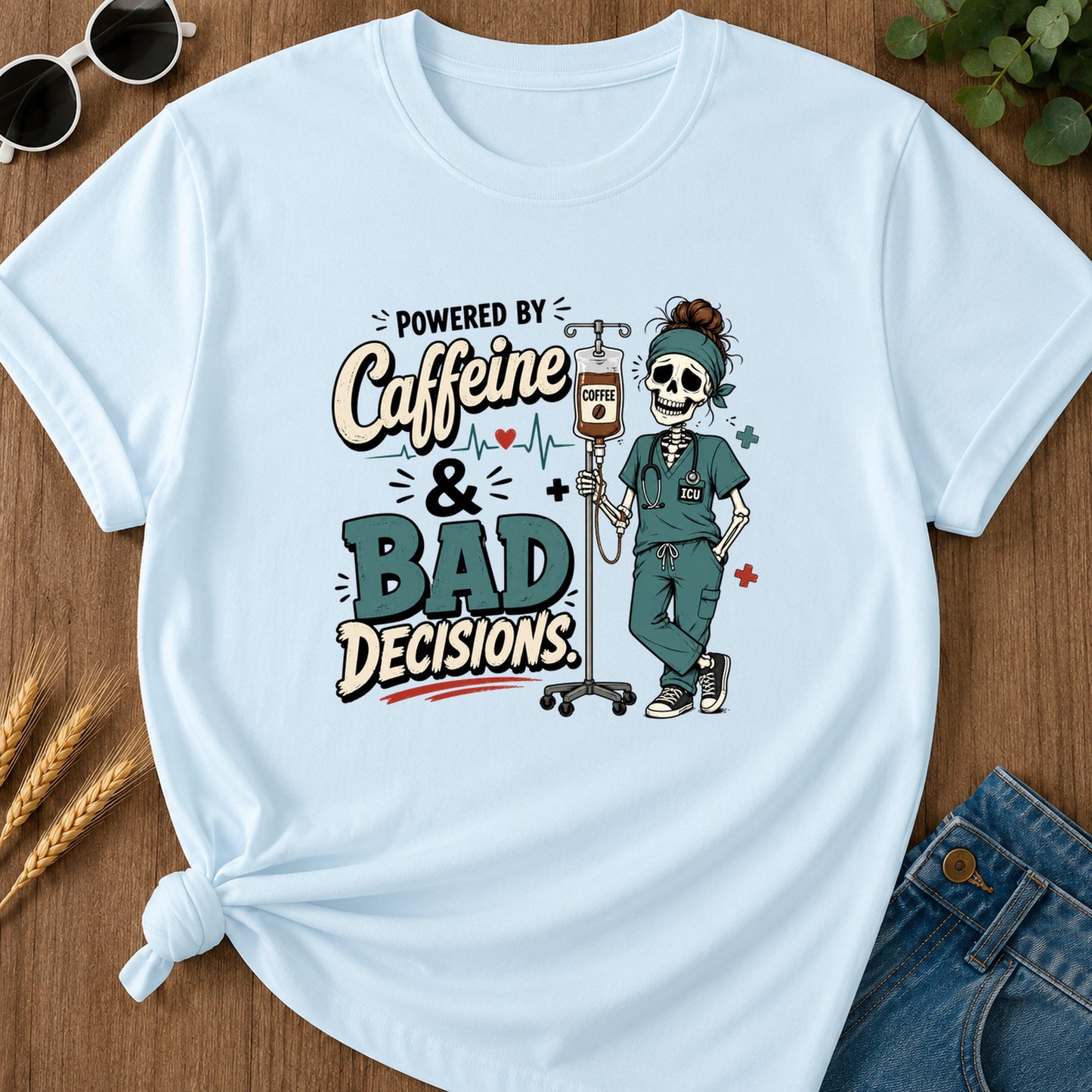 Powered By Caffeine T-Shirt - Chambray