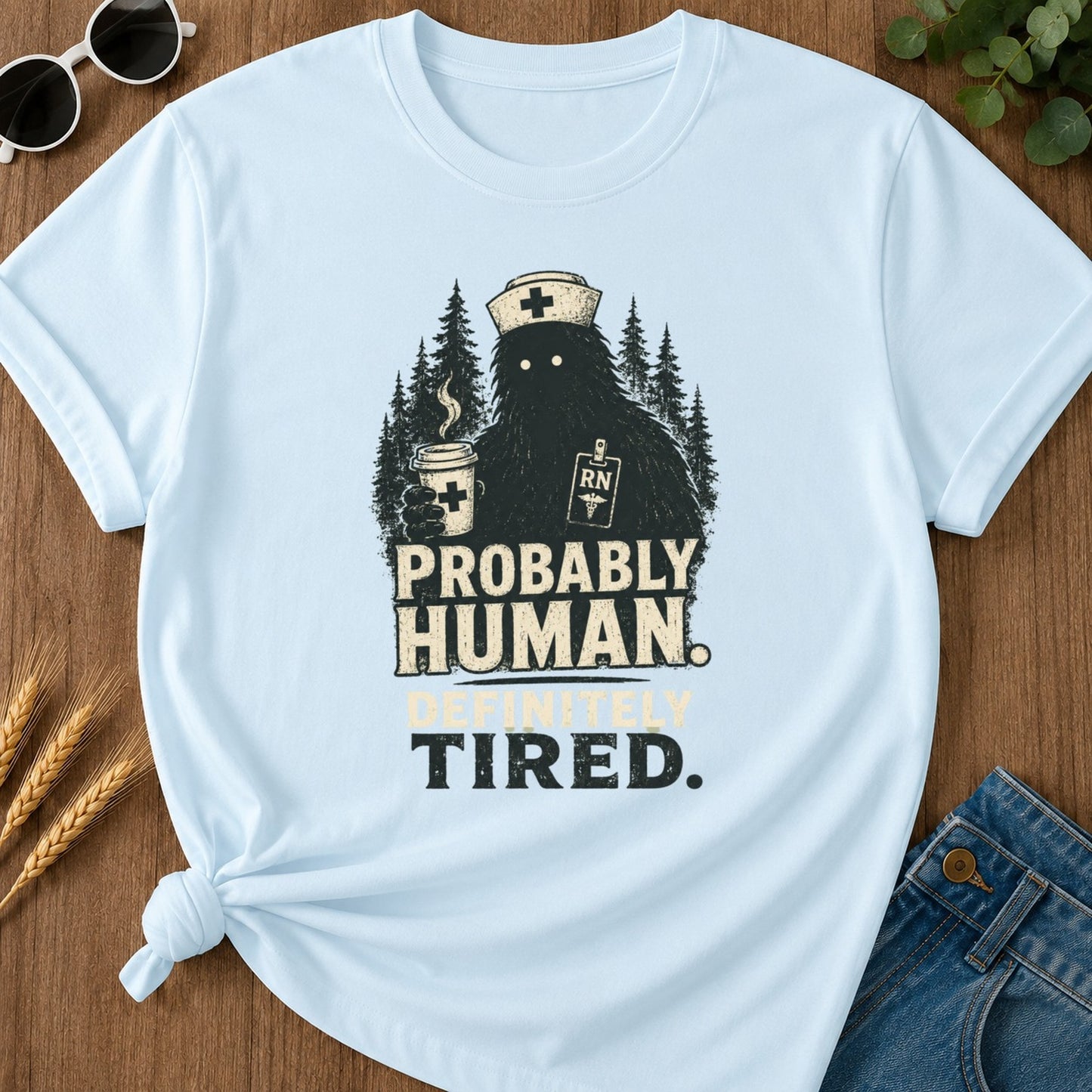 Probably Human T-shirt - Chambray Mockup