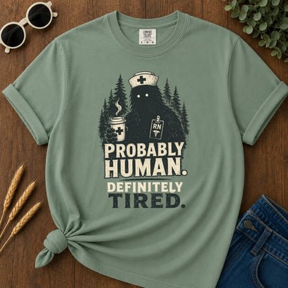 Probably Human T-shirt - Light Green Mockup