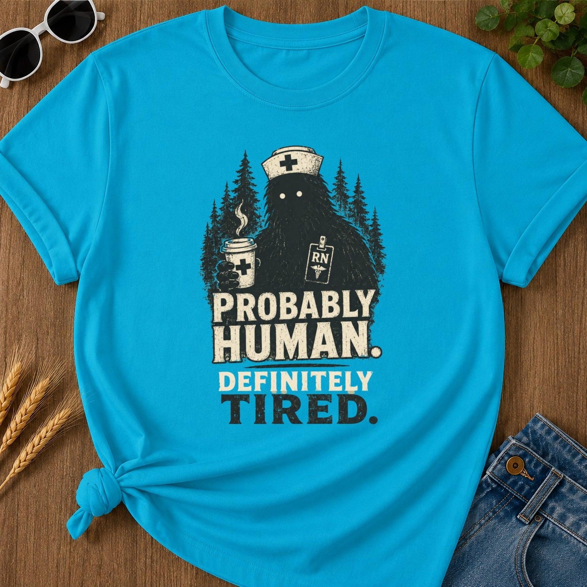Probably Human T-shirt - Sapphire Mockup