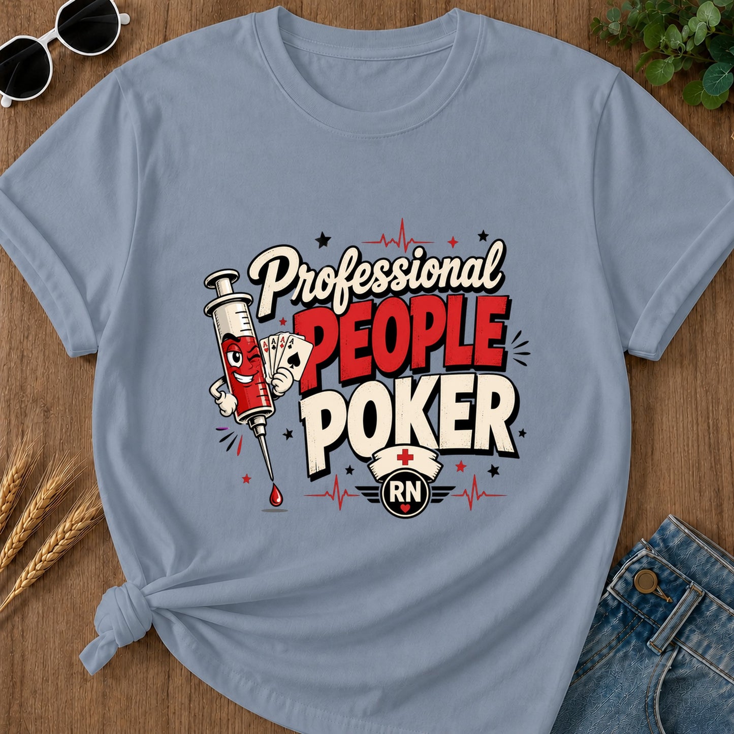 Professional People Poker T-Shirt - Blue Jean