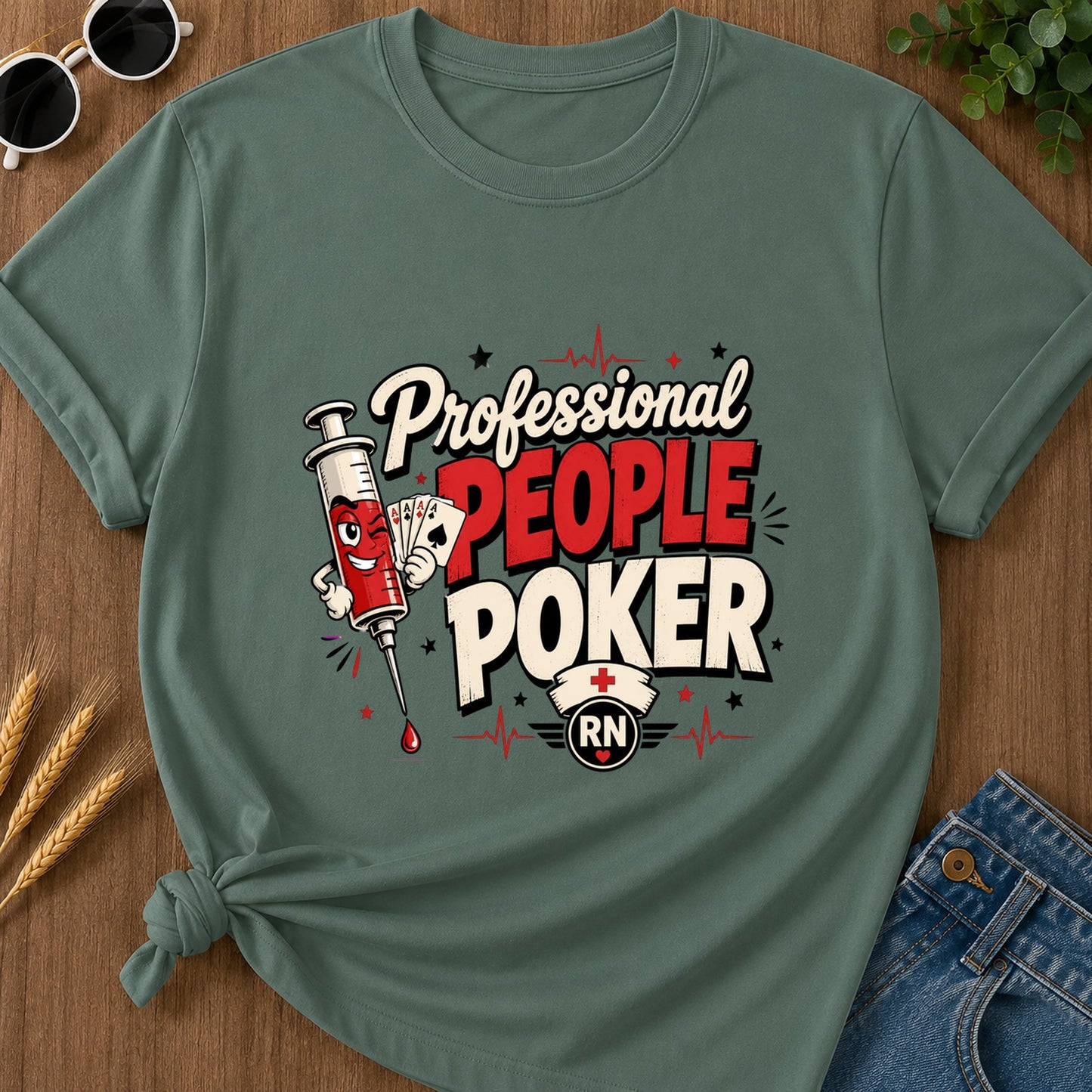 Professional People Poker T-Shirt - Blue Spruce