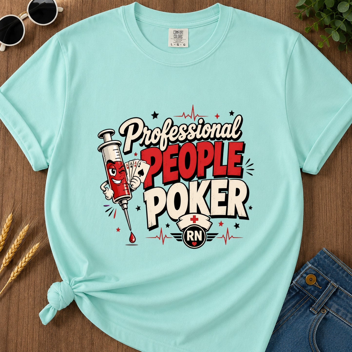 Professional People Poker T-Shirt - Chalky Mint