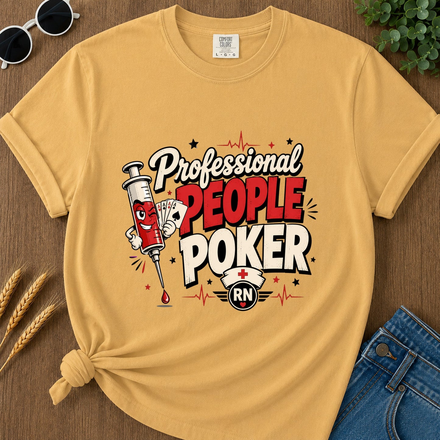 Professional People Poker T-Shirt - Mustard