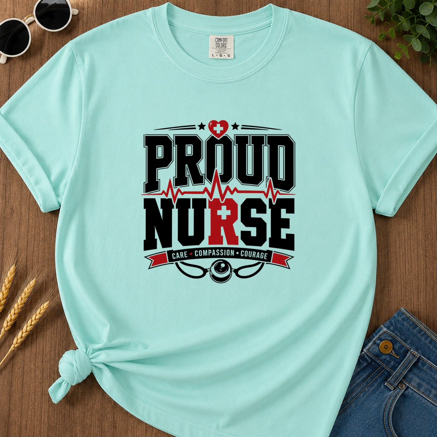 Proud Nurse T-Shirt - Chalky Mint