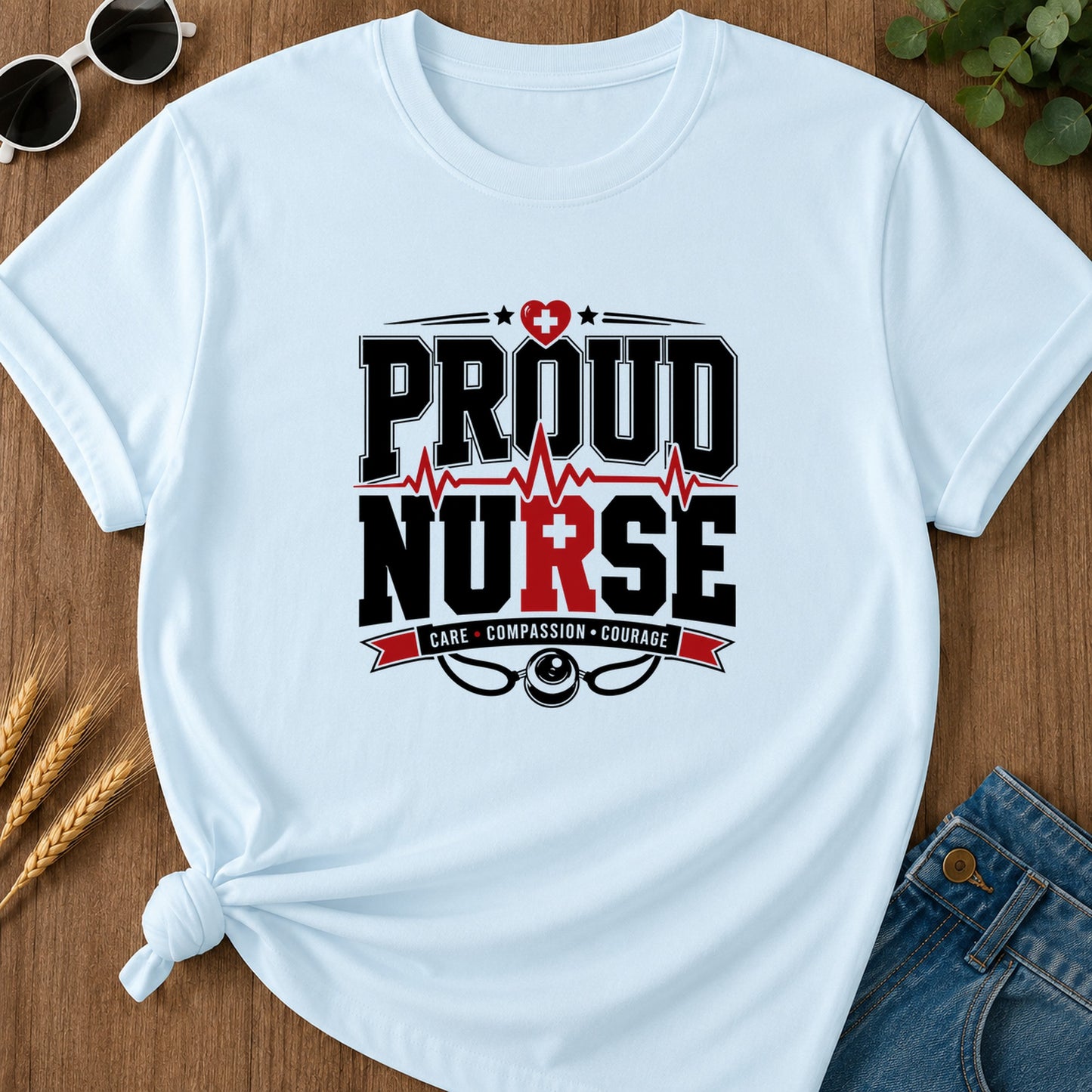 Proud Nurse T-Shirt - Chambray