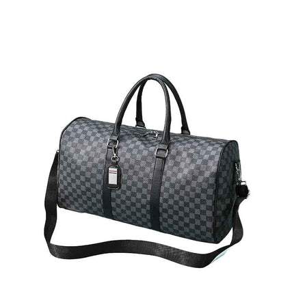 PU Leather Travel Bag — 35L Checkerboard Commuter - RAYZORA