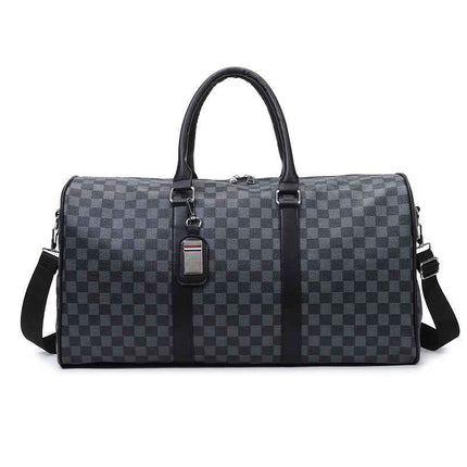 PU Leather Travel Bag — 35L Checkerboard Commuter - RAYZORA
