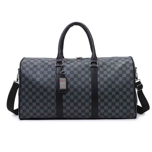 PU Leather Travel Bag — 35L Checkerboard Commuter - RAYZORA
