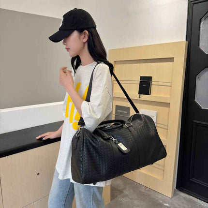 PU Leather Travel Bag — 35L Checkerboard Commuter - RAYZORA