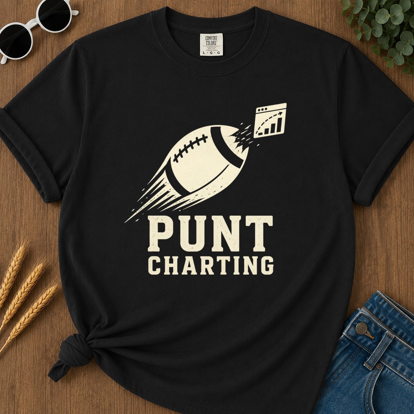 Punt Charting T-shirt - Black Mockup