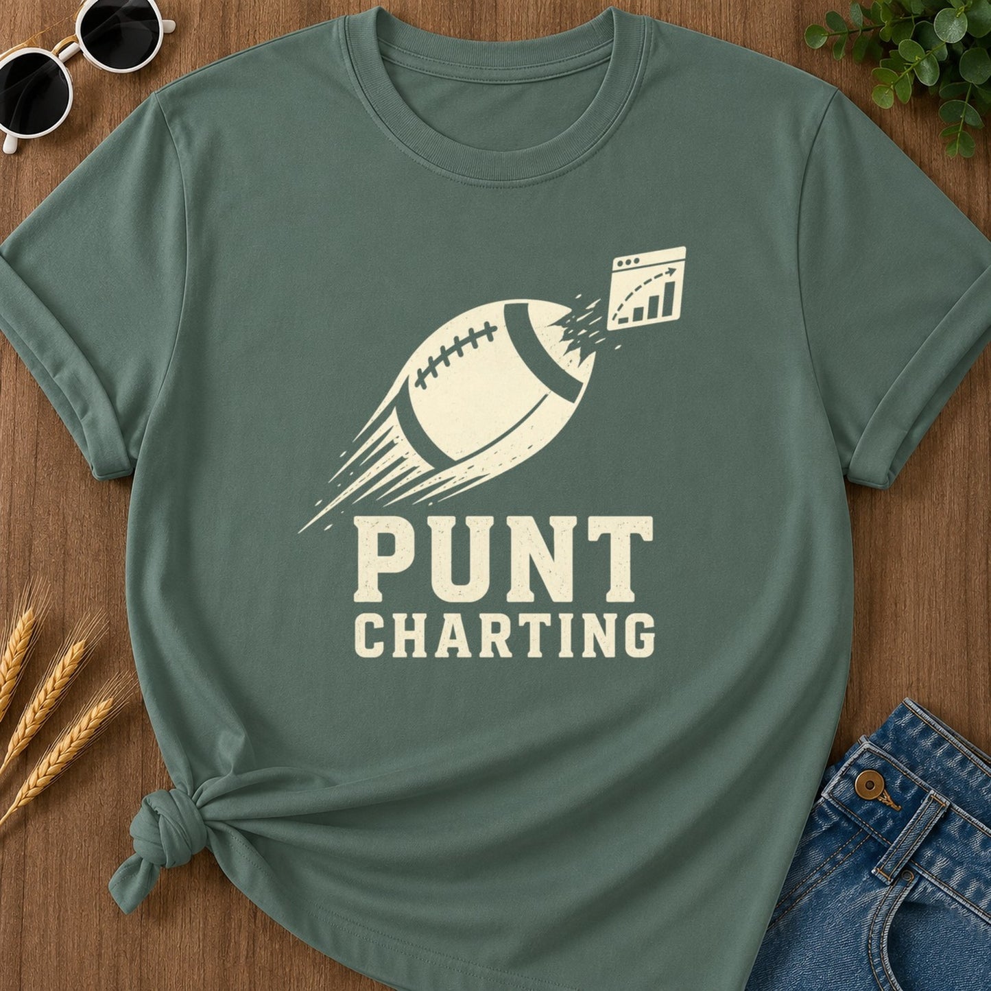 Punt Charting T-shirt - Blue Spruce Mockup