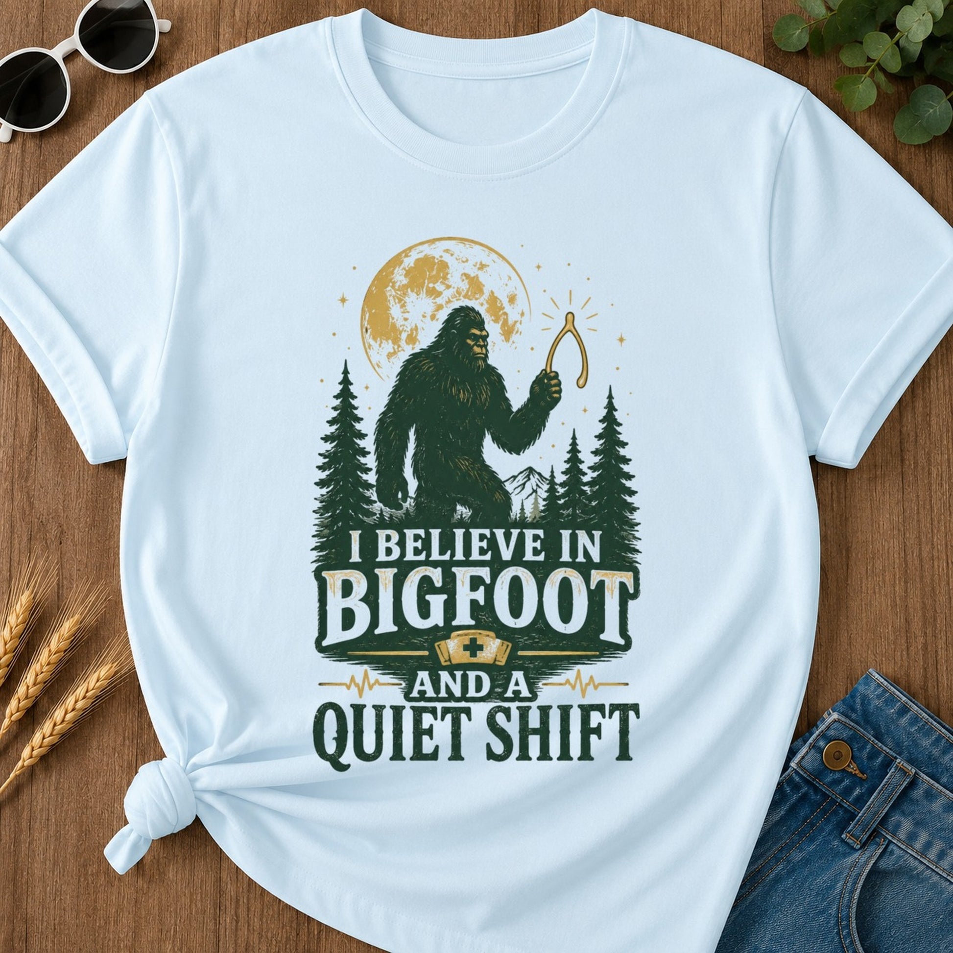 Quiet Shift T-shirt - Chambray Mockup