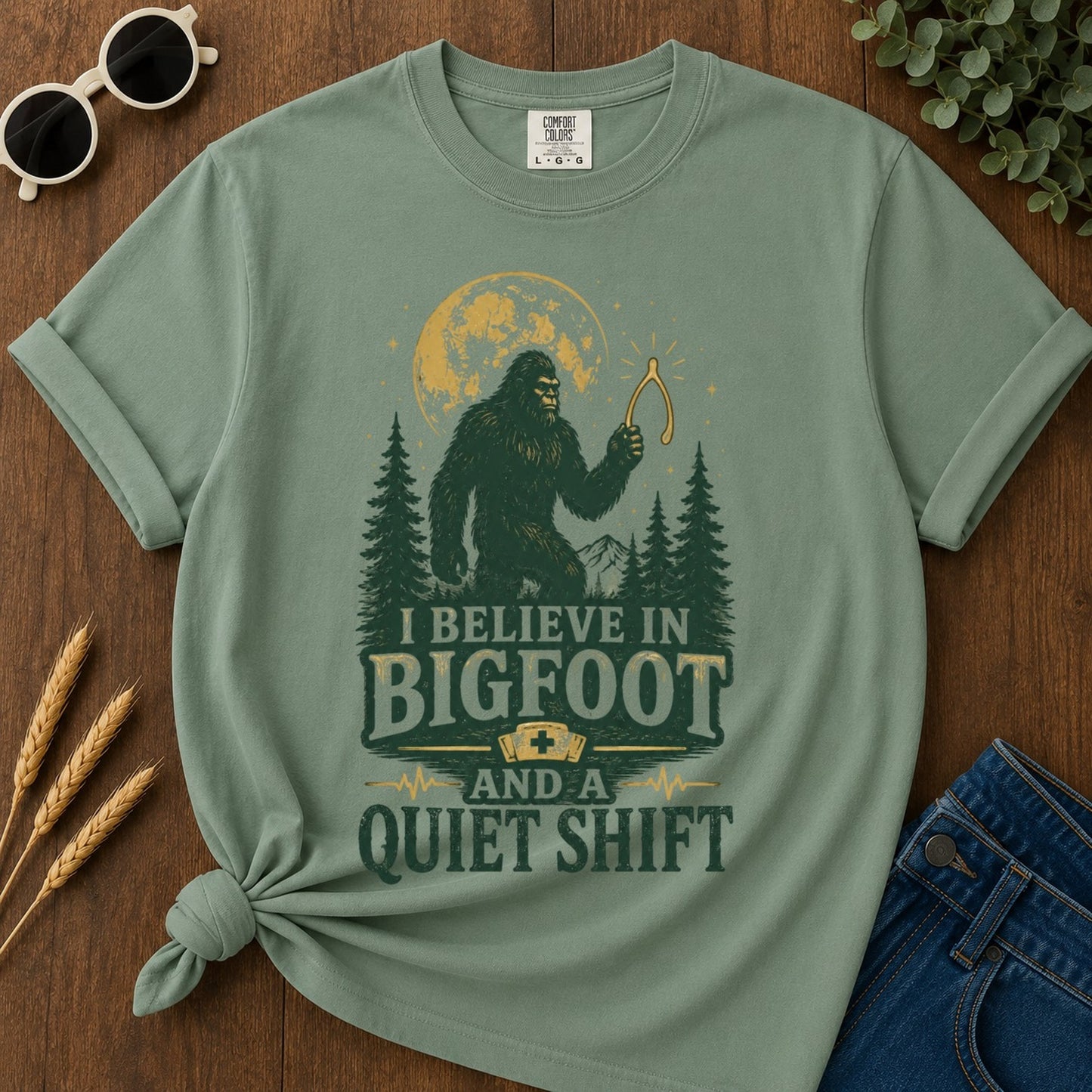 Quiet Shift T-shirt - Light Green Mockup