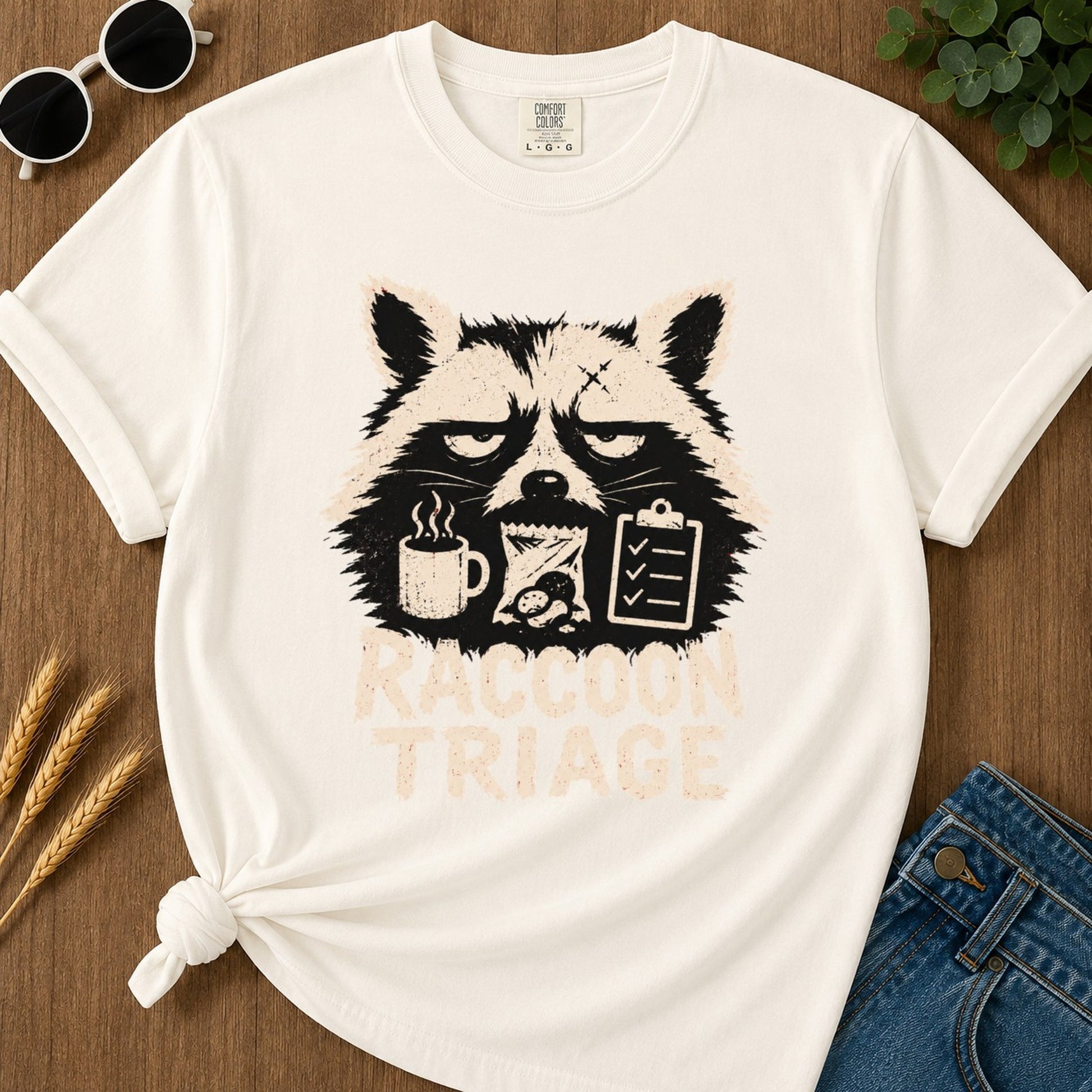 Raccoon Triage T-shirt - Ivory Mockup